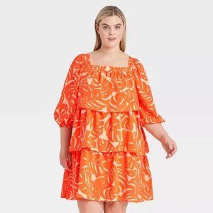 Who What Wear Orange Floral Dress